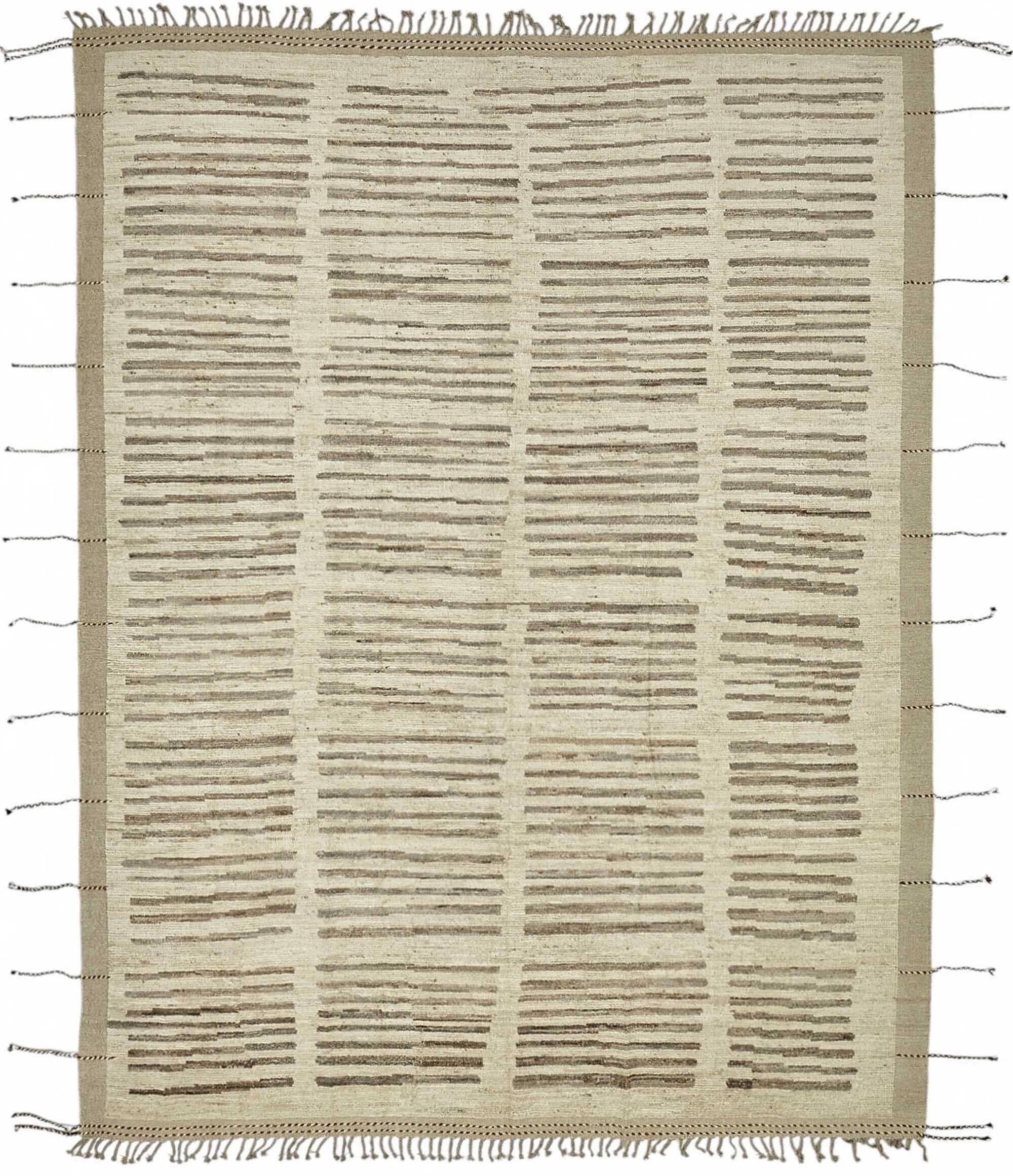 Handwoven Turkish Rustic 276 cm x 358 cm Beige Wool Carpet