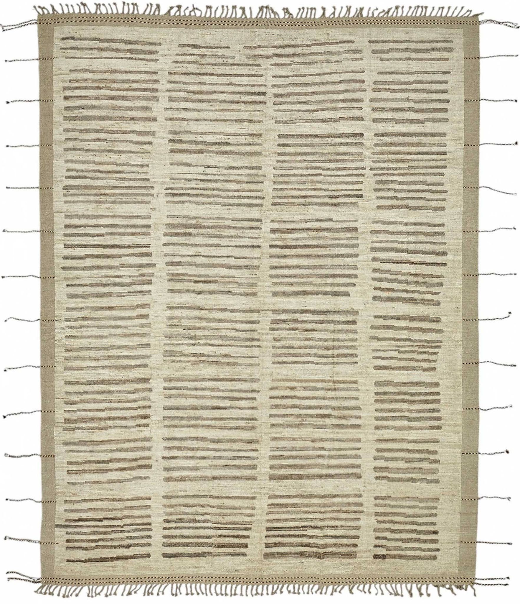 Tapis turc rustique tissé à la main en laine beige 276 cm x 358 cm