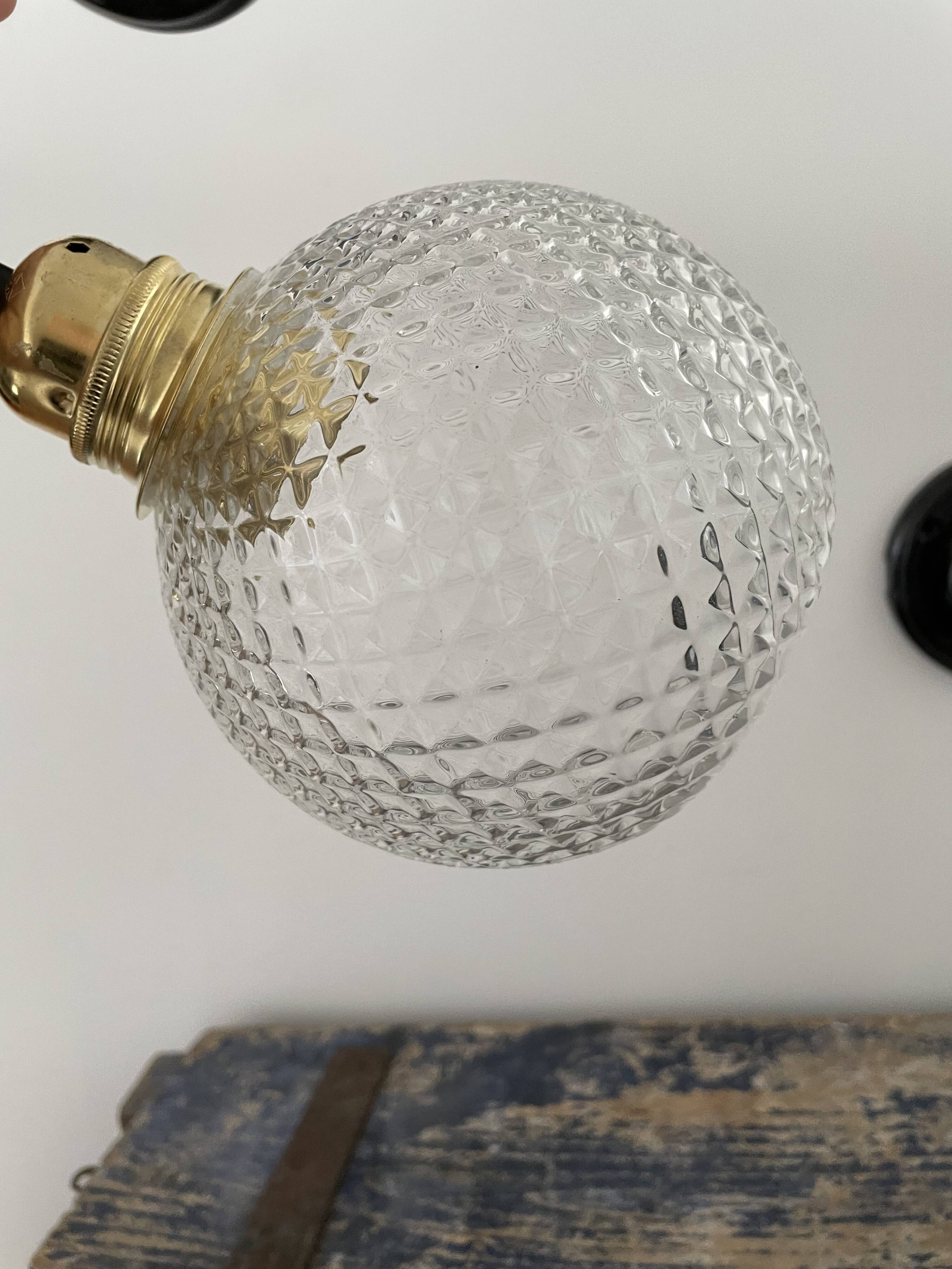 Set of two vintage electrified electrified glass wall lamps