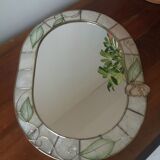 Mirror in real mother-of-pearl and brass