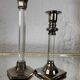 80s silver metal acrylic candle holders