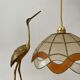 Vintage lampshade suspension in mother-of-pearl and brass