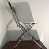 Pair of chrome metal folding chairs
