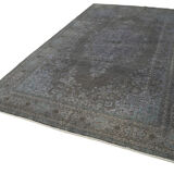 Handwoven oriental overdyed 206 cm x 327 cm grey wool carpet