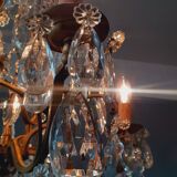 Nineteenth century chandelier with bronze and crystal grapevines.