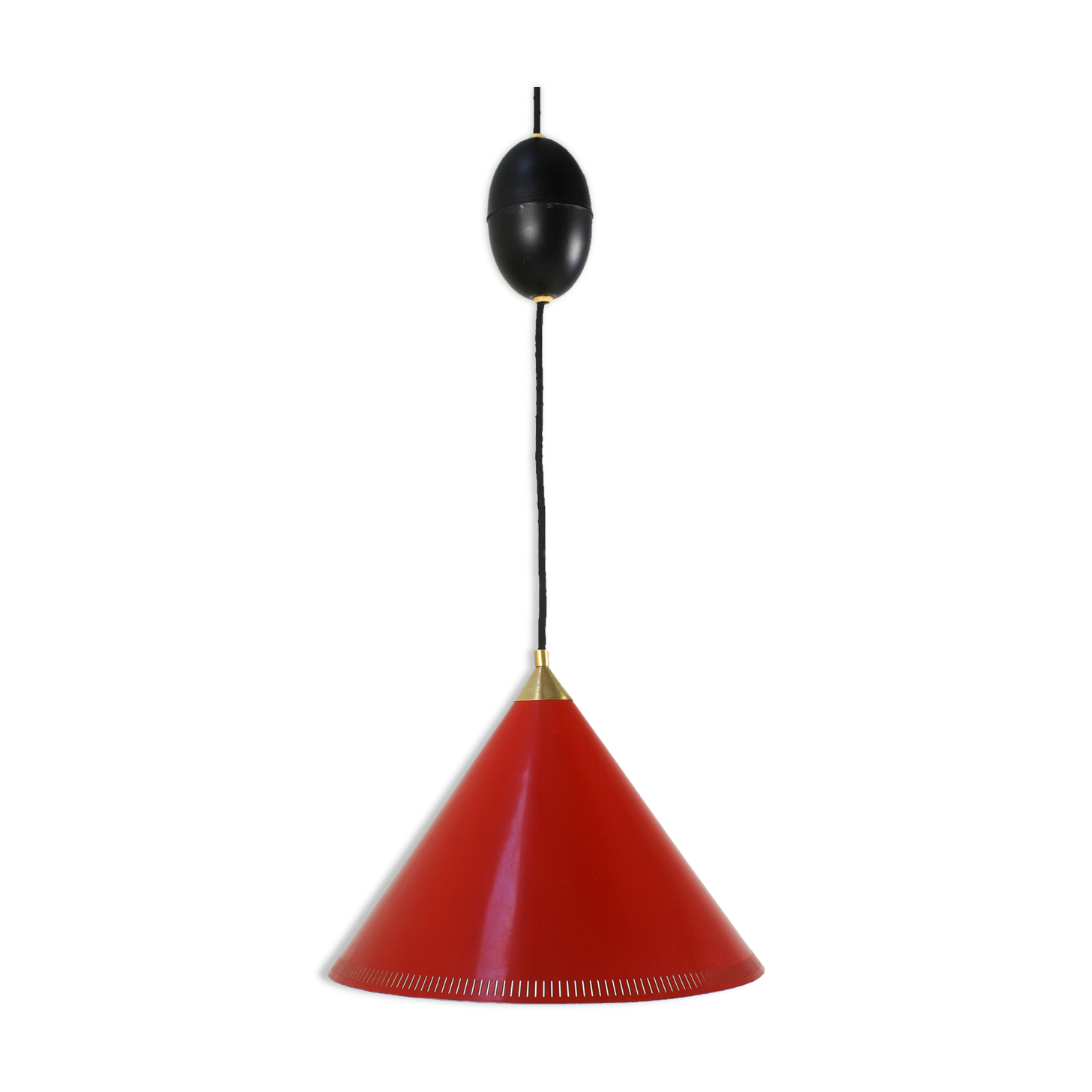 Danish conical hanging lamp goes up and down 1960's