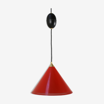 Danish conical hanging lamp goes up and down 1960's