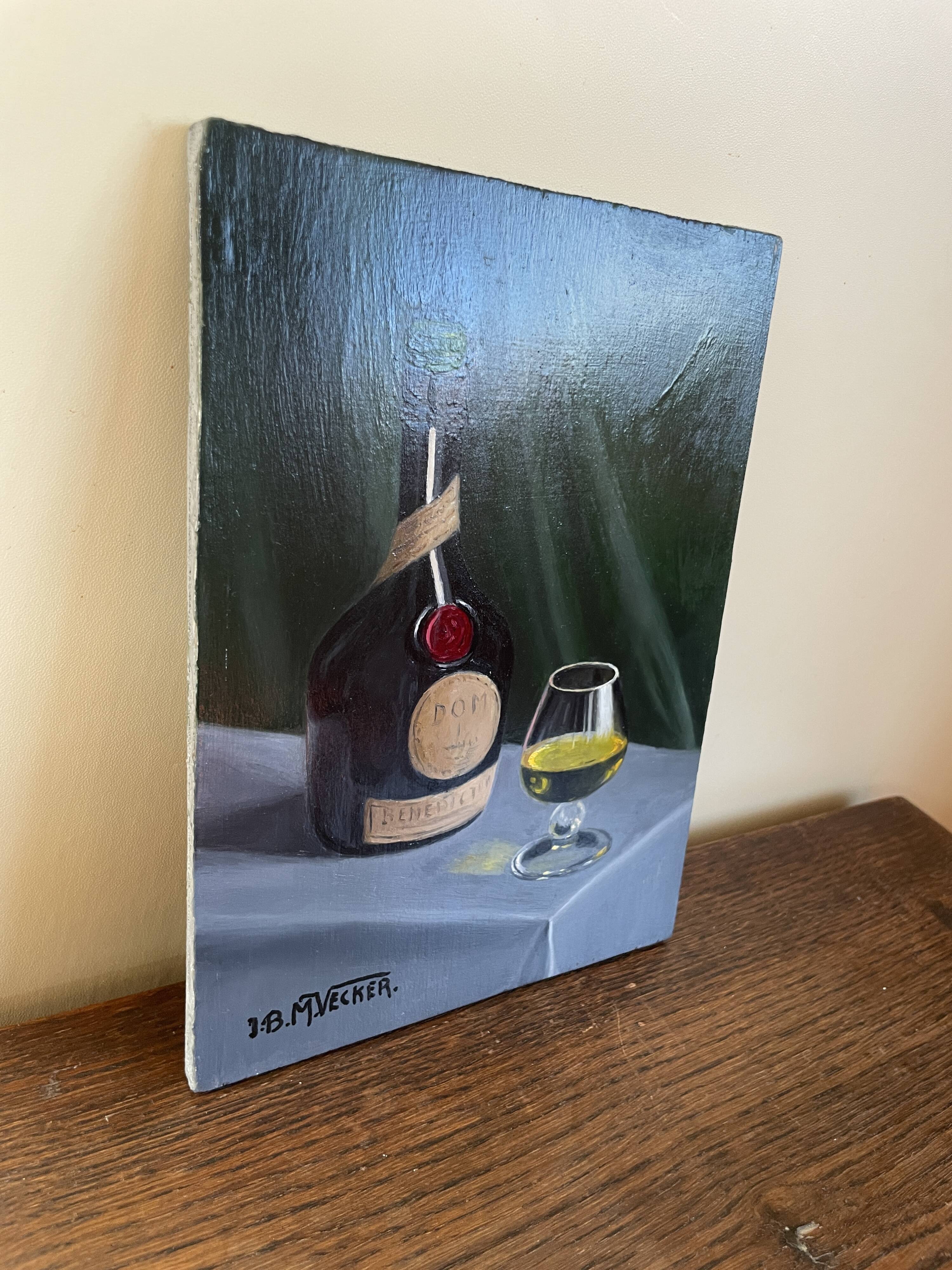 Old oil painting on panel jb maurice vecker 1896-1998 still life