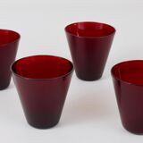 Quatre verres à boire Kartio de Kaj Franck style milieu du siècle par Nuutajarvi Nottsjo Finlande