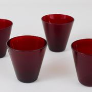Four Kartio drinking glasses by Kaj Franck, mid-century style, from Nuutajärvi Nottsjö, Finland.