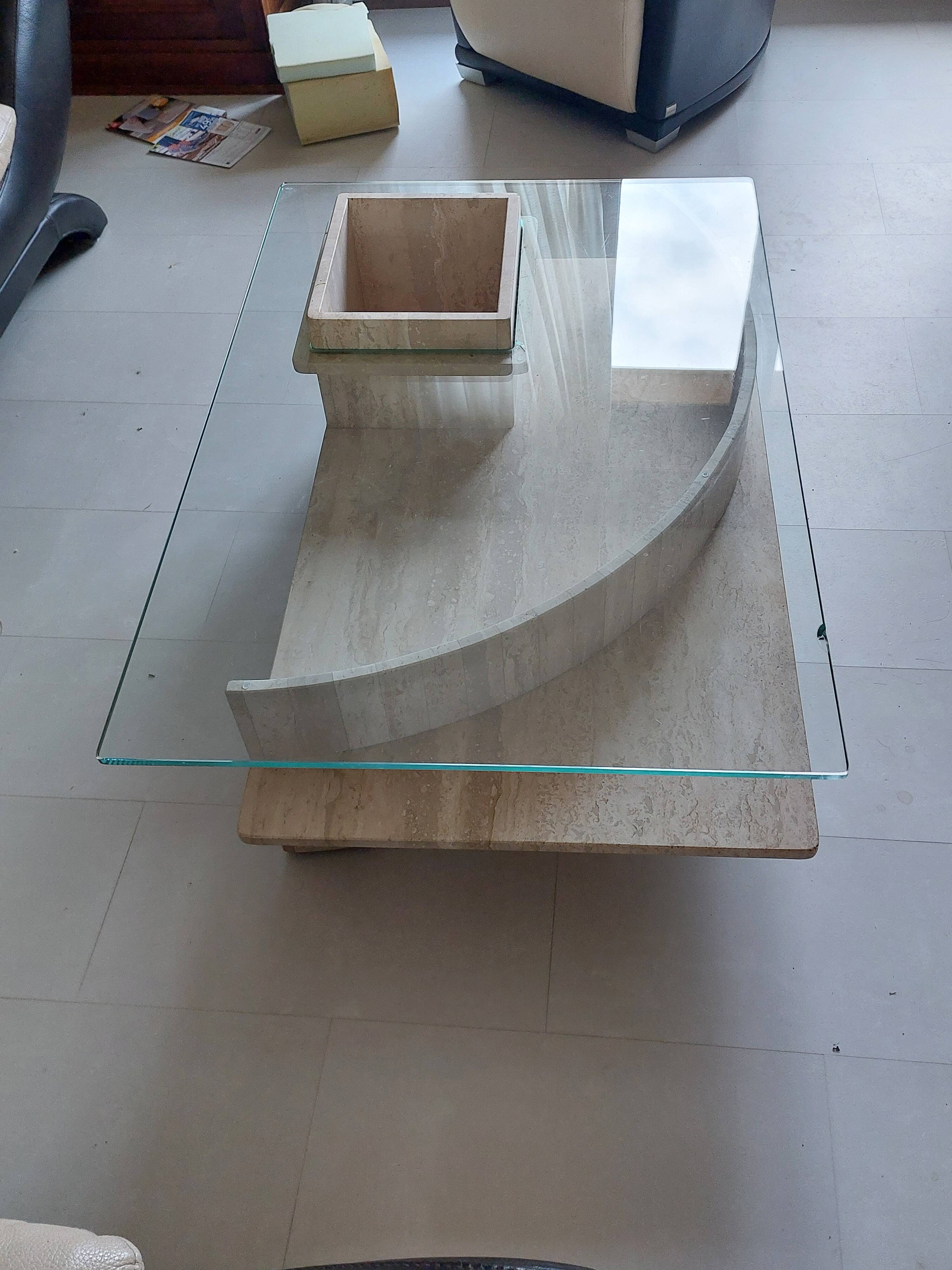 Travertine coffee table