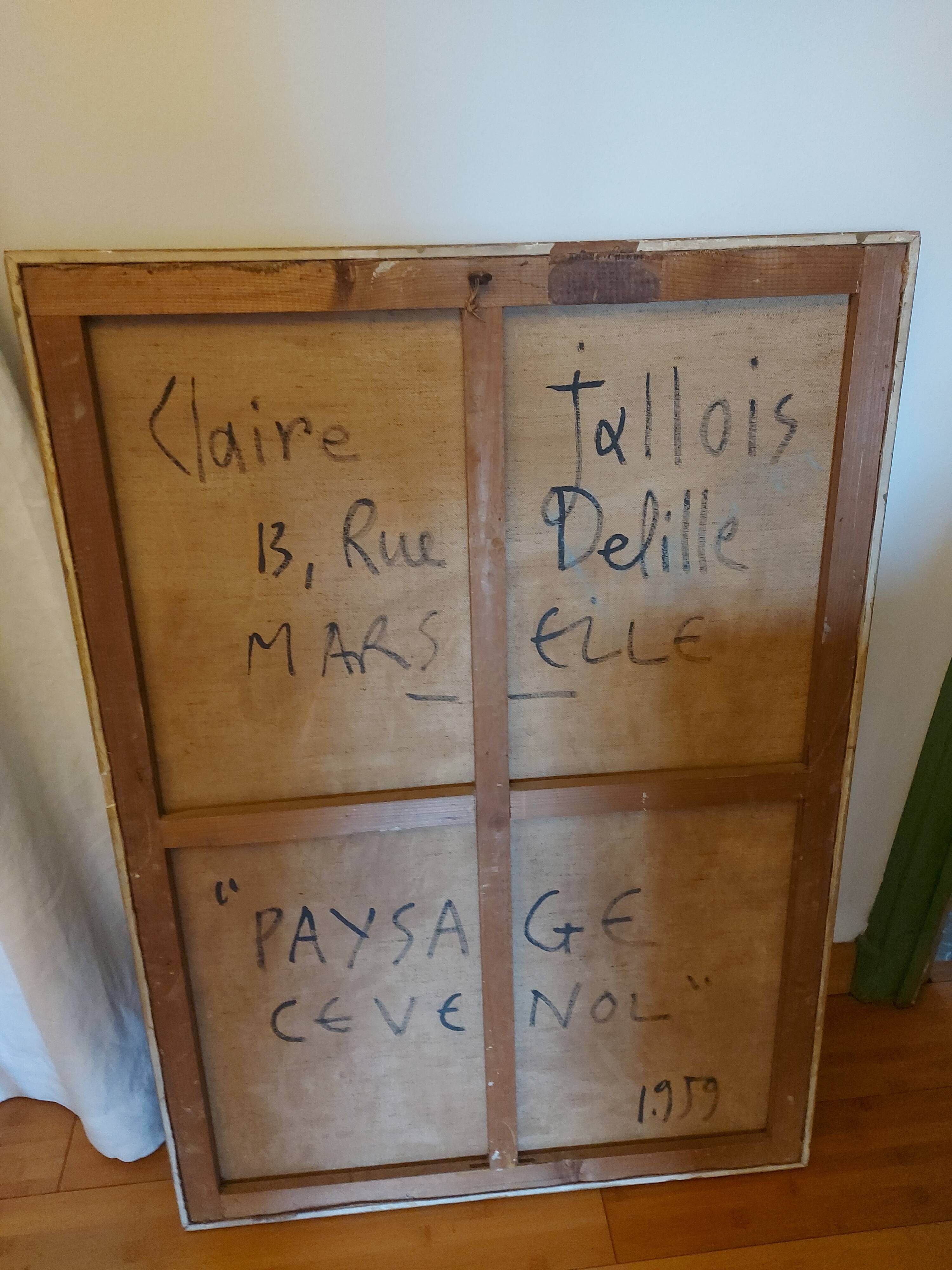 Oil painting on canvas, Claure Jallois, landscape cevenol ( 1959 )