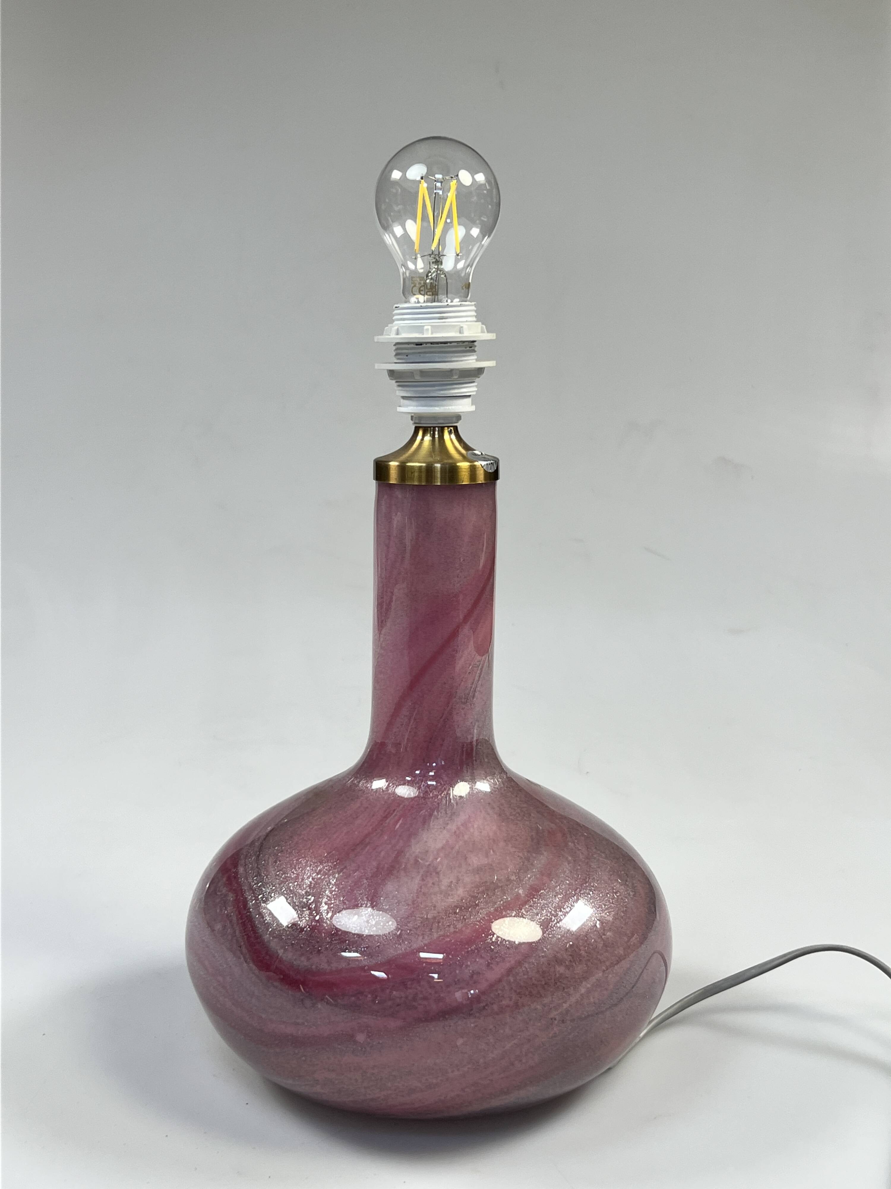 Vintage Danish Table Lamp, Purple Glass, Holmegaard Troll 2