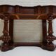 Biedermeier mahogany wall console table or desk with leather inlay top and drawer