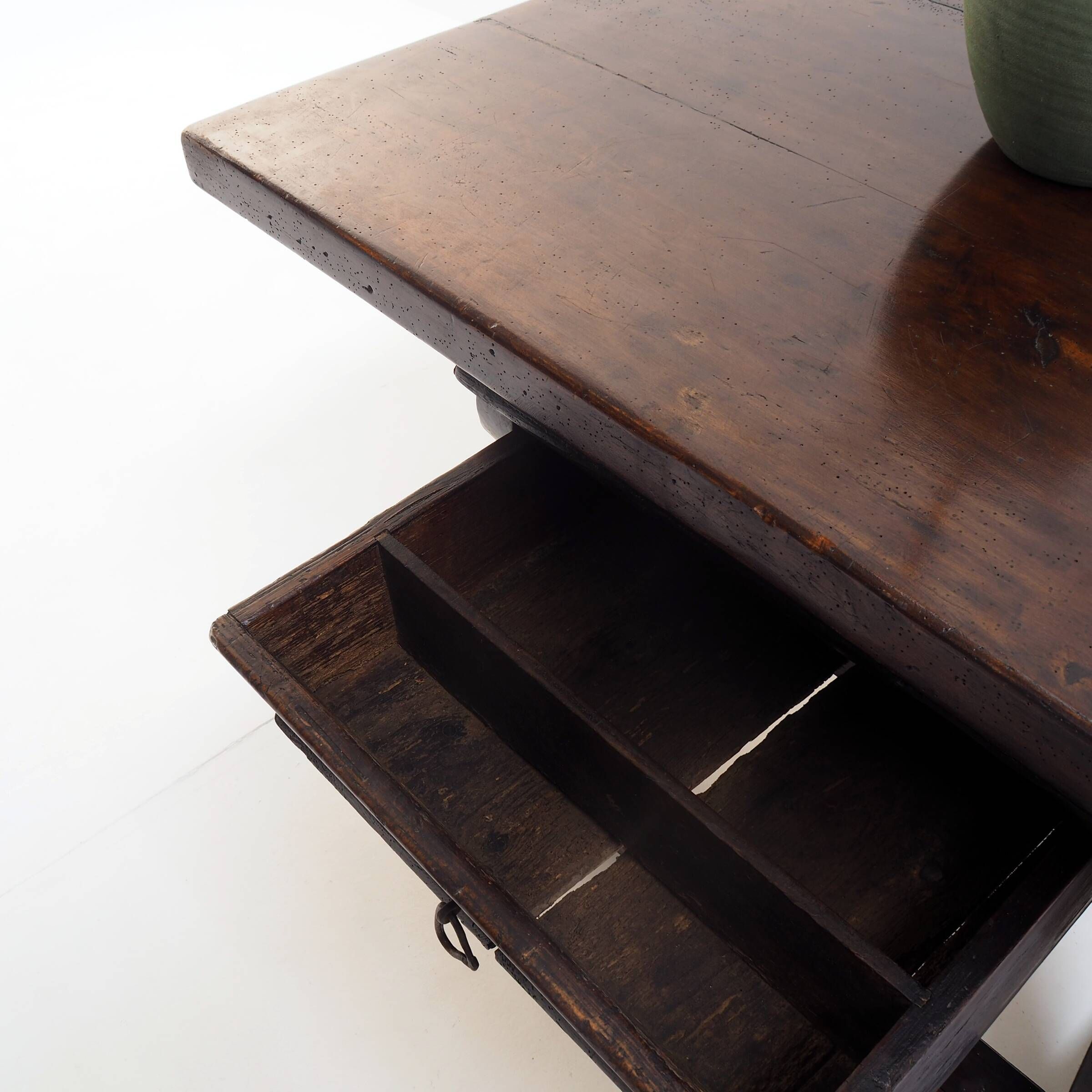 Antique Banker’s Rent Table with Sliding Top, 18th Century