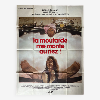 Affiche cinéma originale "La Moutarde me monte au nez" Jane Birkin, Pierre Richard 1974