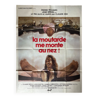 Affiche cinéma originale "La Moutarde me monte au nez" Jane Birkin, Pierre Richard 1974