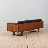 Poul Cadovius "Governor" sofa in rosewood and black leather, Denmark, 1960s.