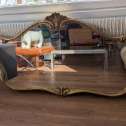 Large golden mirror in vintage Louis XV rocaille style, 144 cm