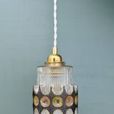 Vintage 70s glass tulip pendant light