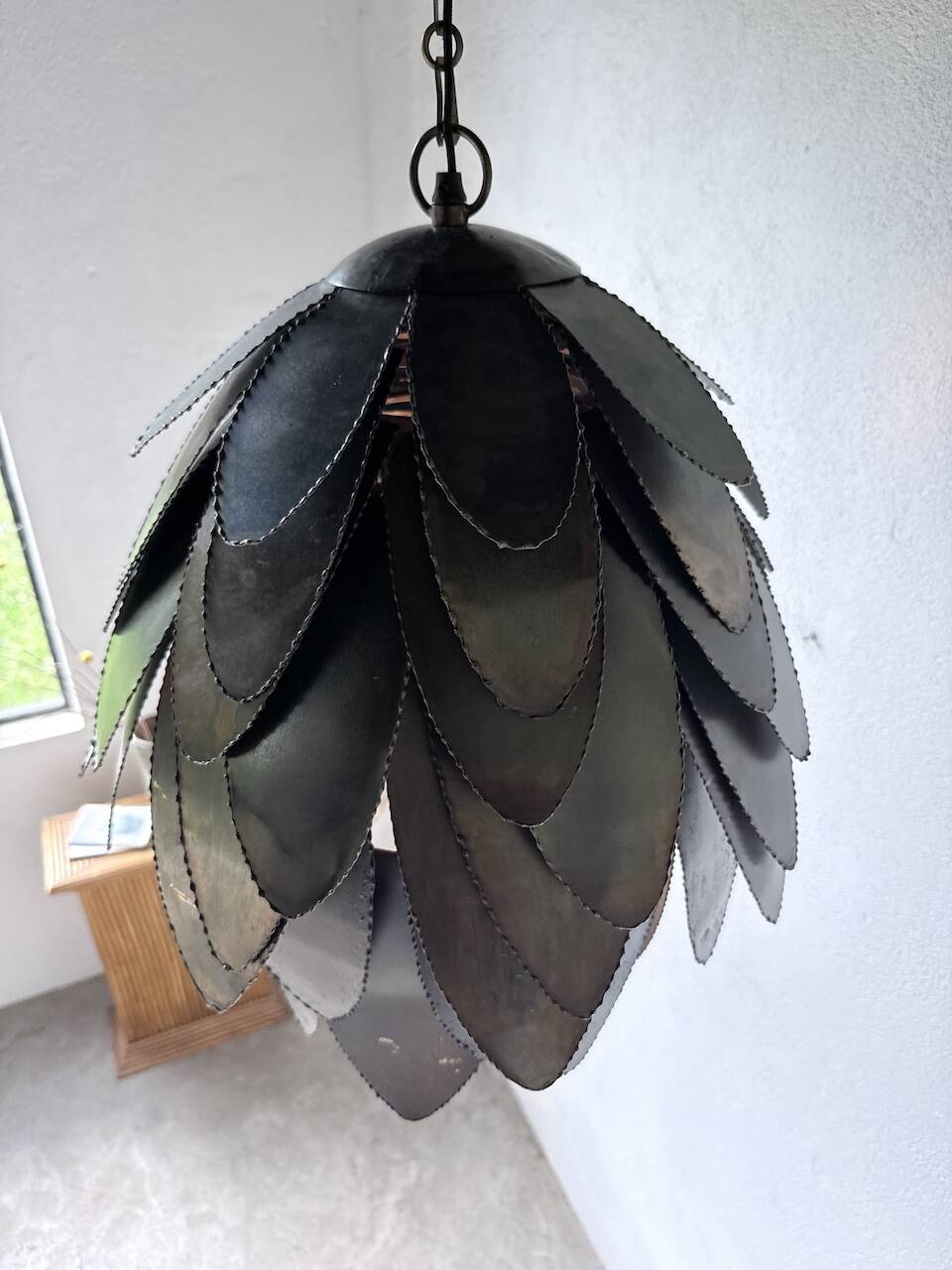 Brutalist suspension Jansen metal welded flower