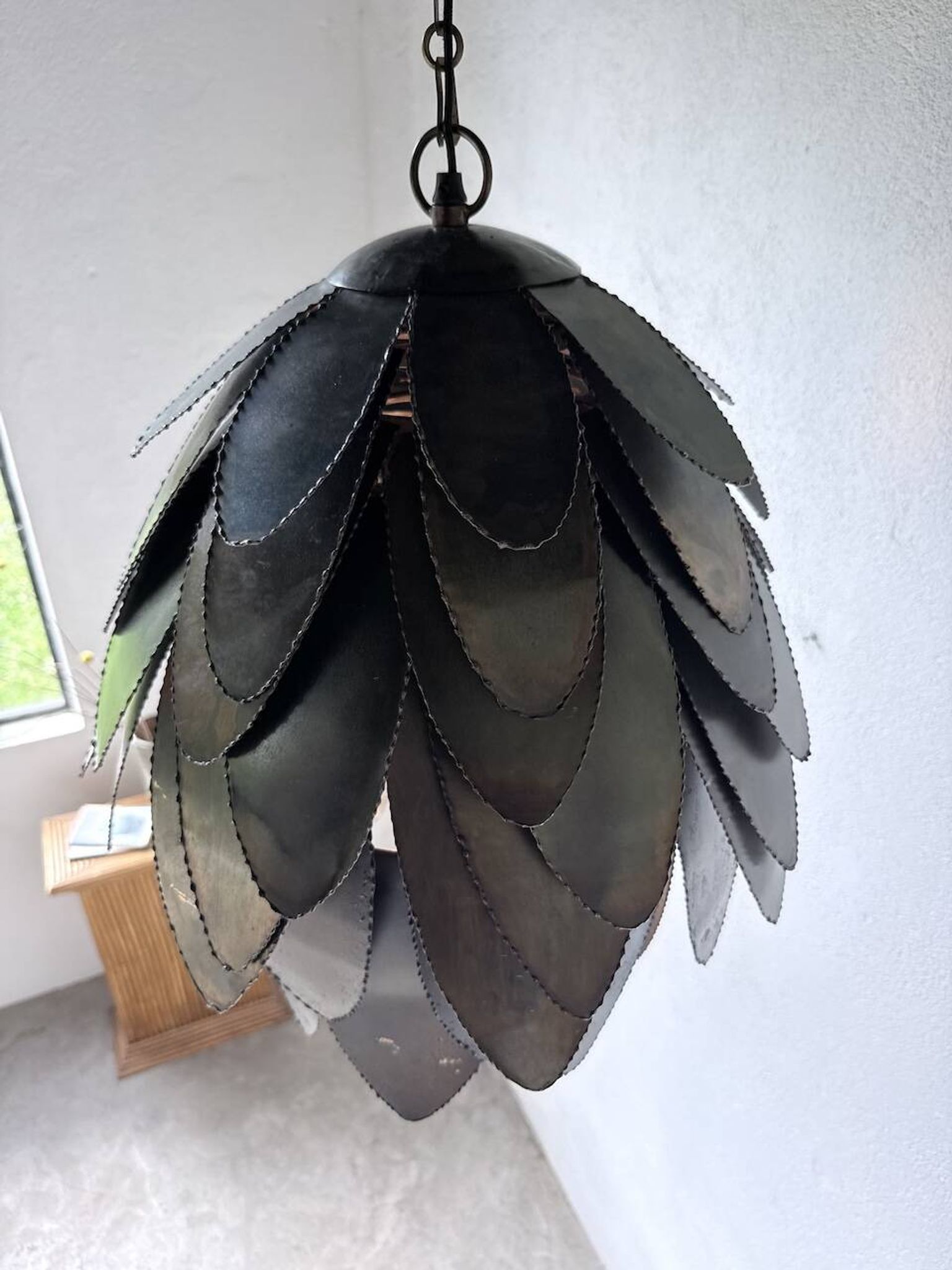 Brutalist suspension Jansen metal welded flower