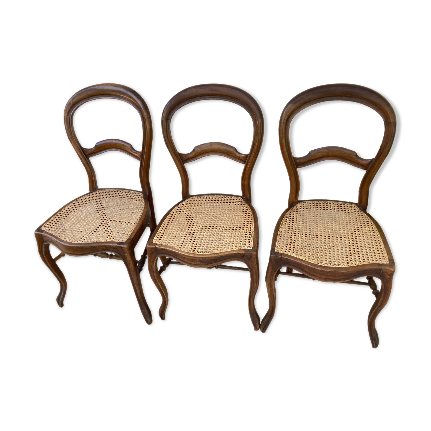 3 chaises cannées de style louis Philippe