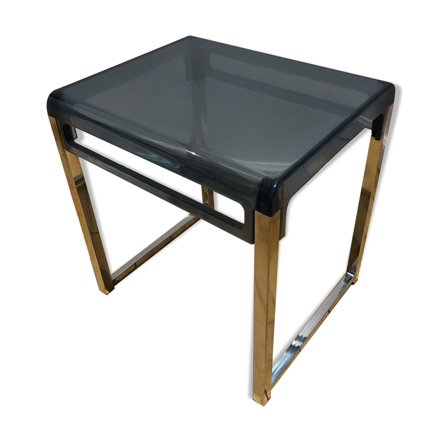 Plexiglas and blue chrome table