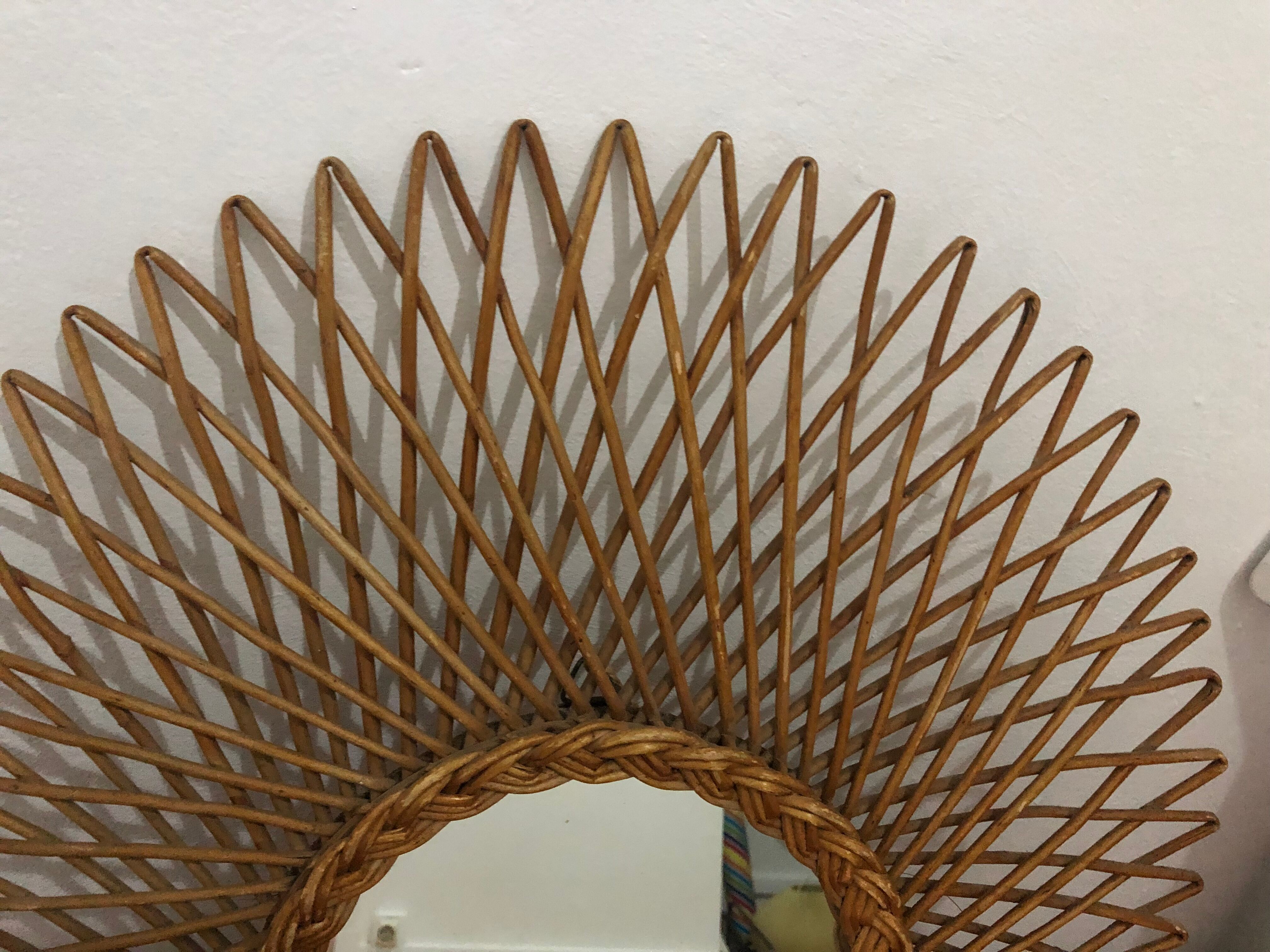 Vintage rattan mirror 60s