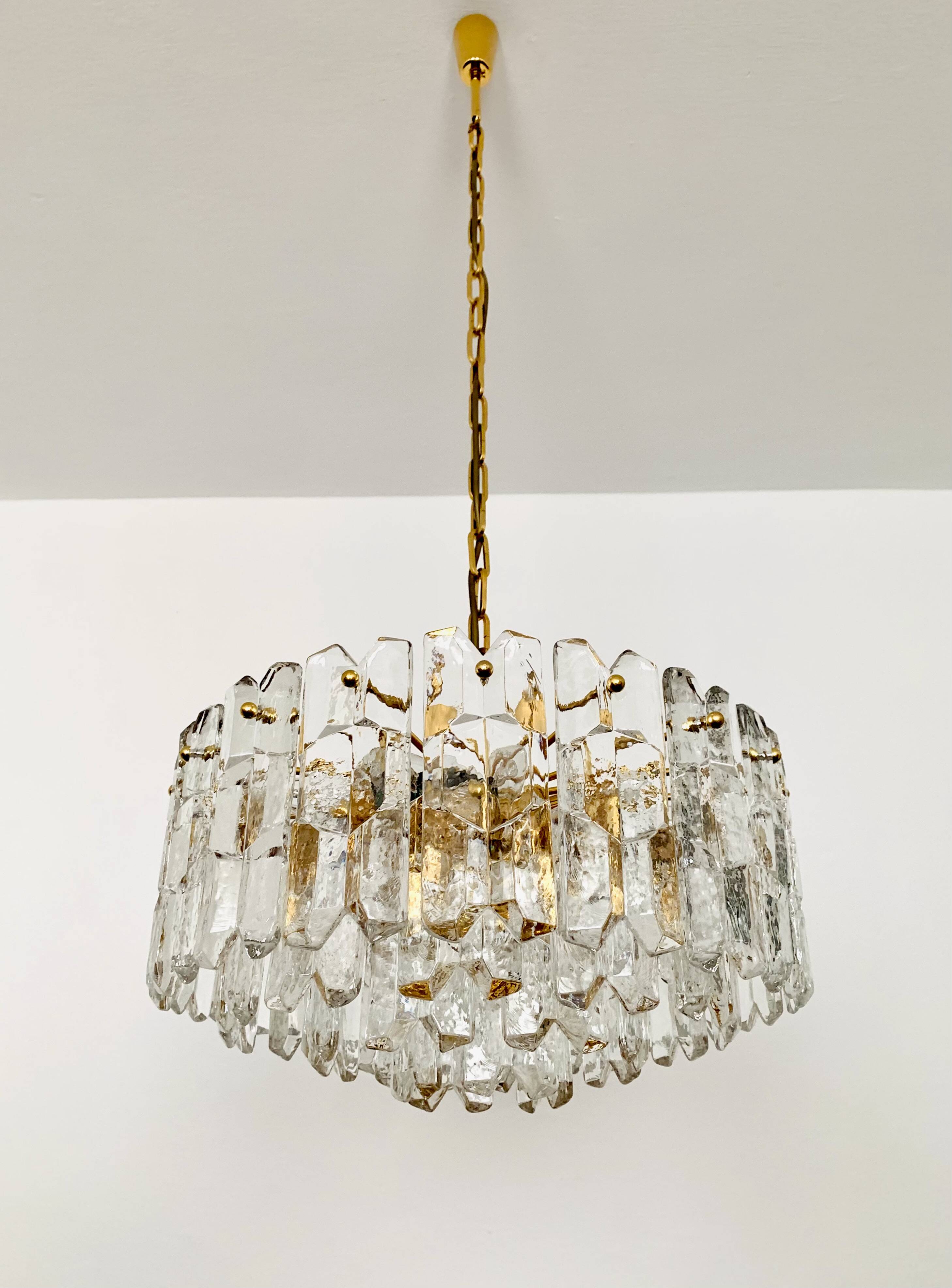 Large Austrian Palazzo Ice Glass Chandelier by J.T. Kalmar