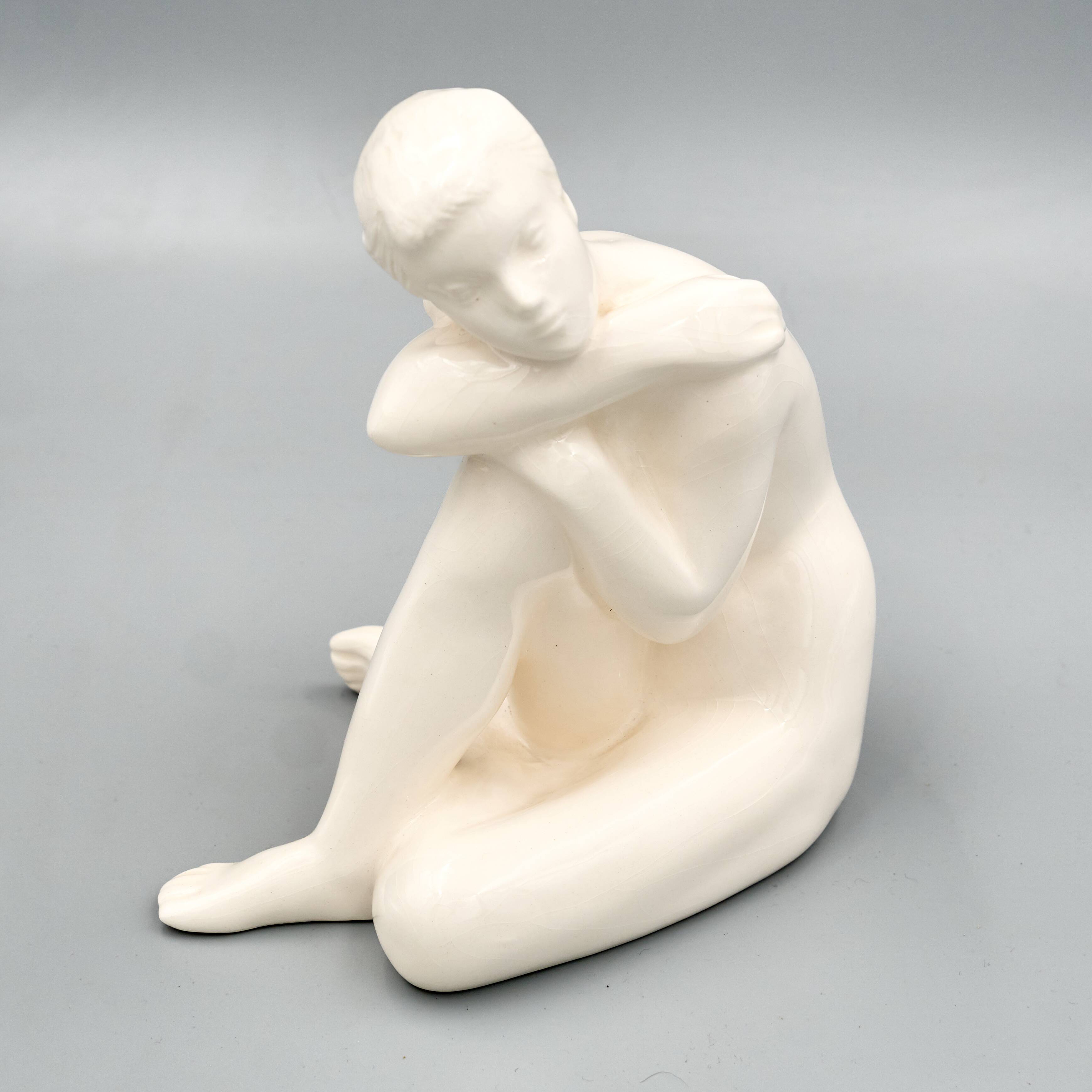 Ceramic Woman Figure, Jihokera Bechyně, 1960s Czechoslovakia