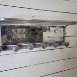 Swivel aluminum mirror wall coat rack from the 60s