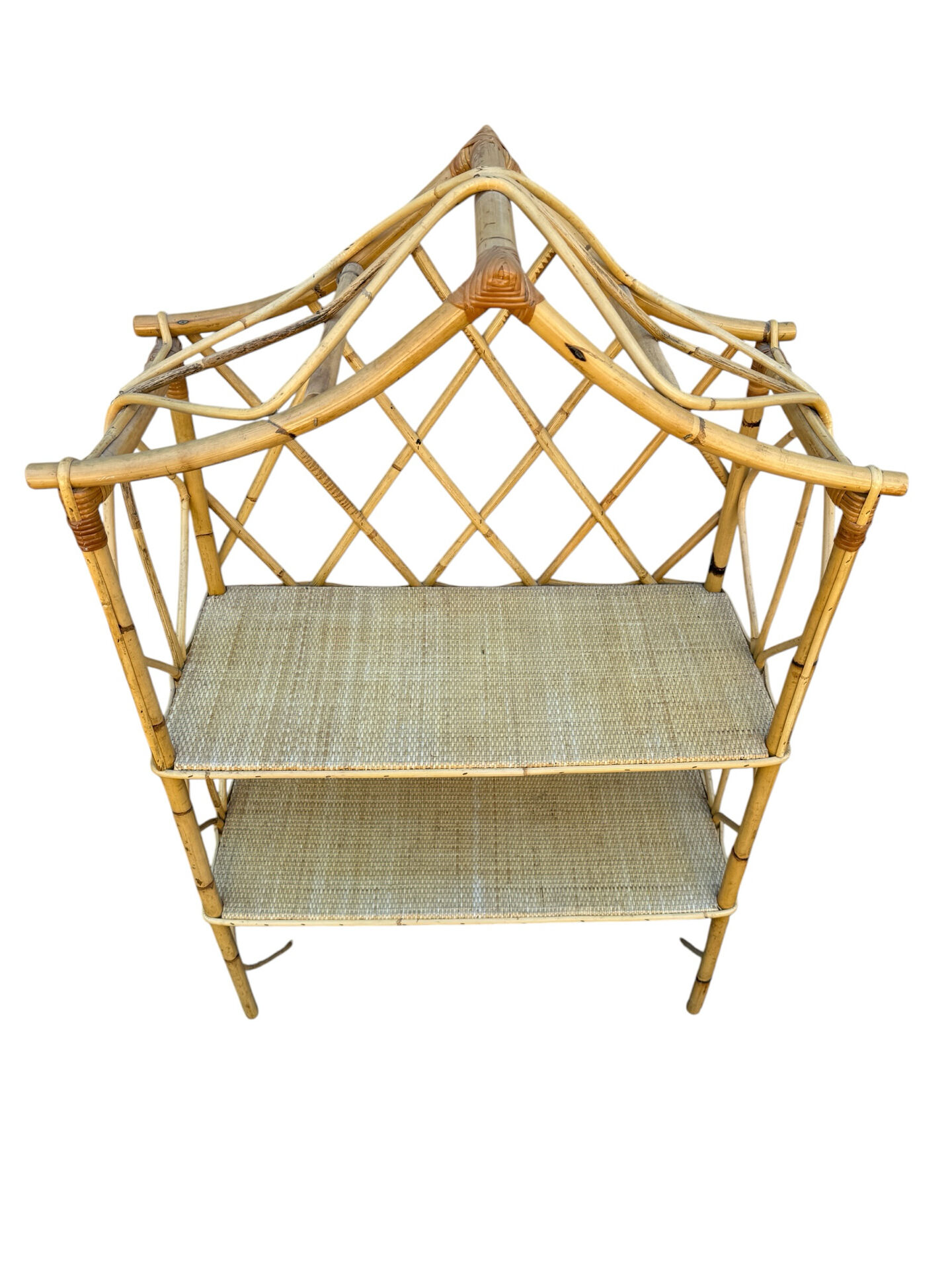 Rattan shelf Chinese hat from the 1960s Sweden