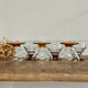6 vintage glasses with amber feet