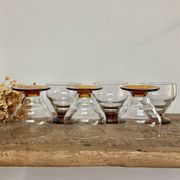 6 verres vintage aux pieds ambrés