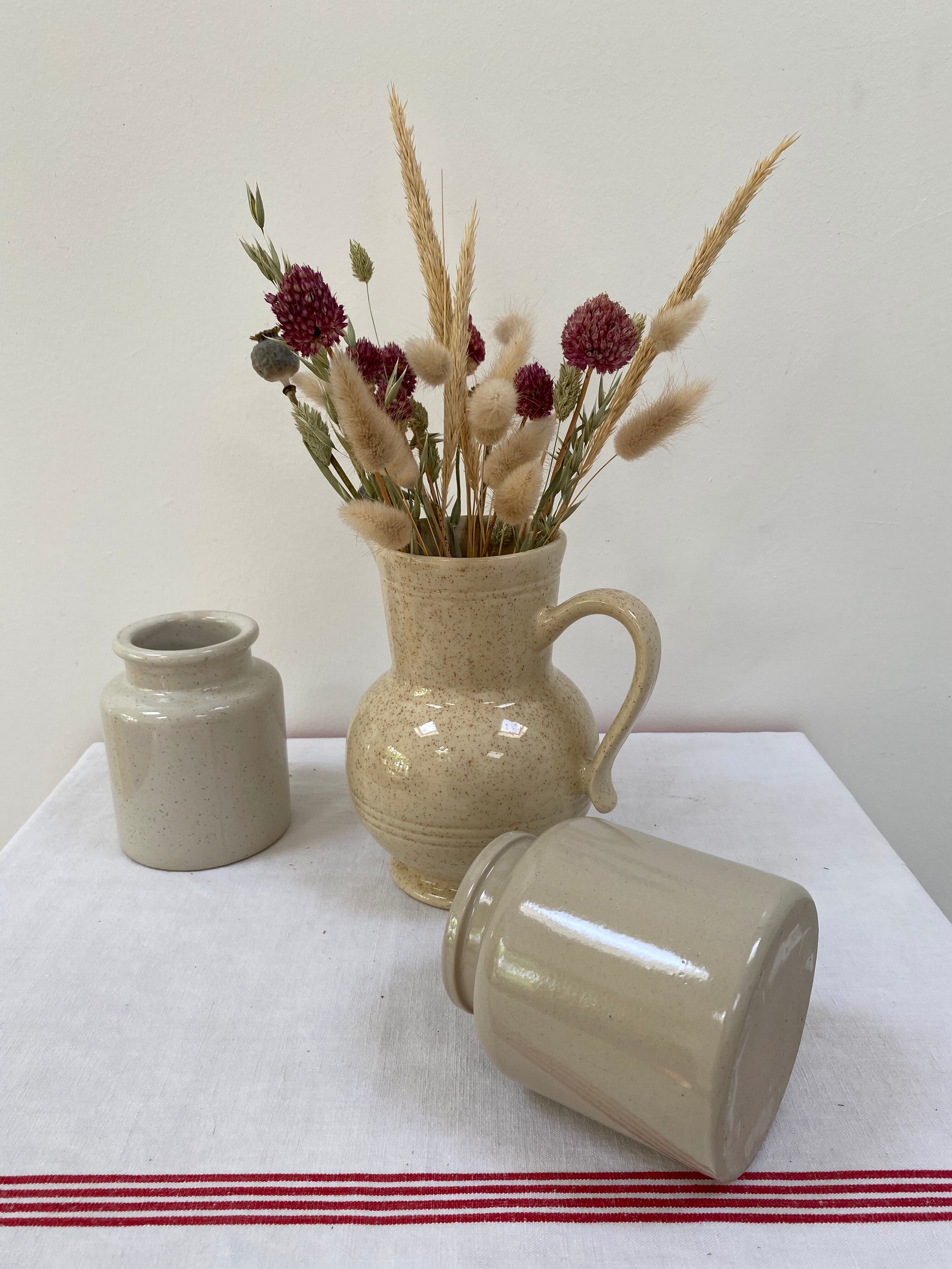 Set of 2 old stoneware mustard pots
