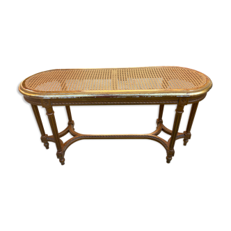 Very beautiful old bench for solid wooden piano with canning in excellent condition