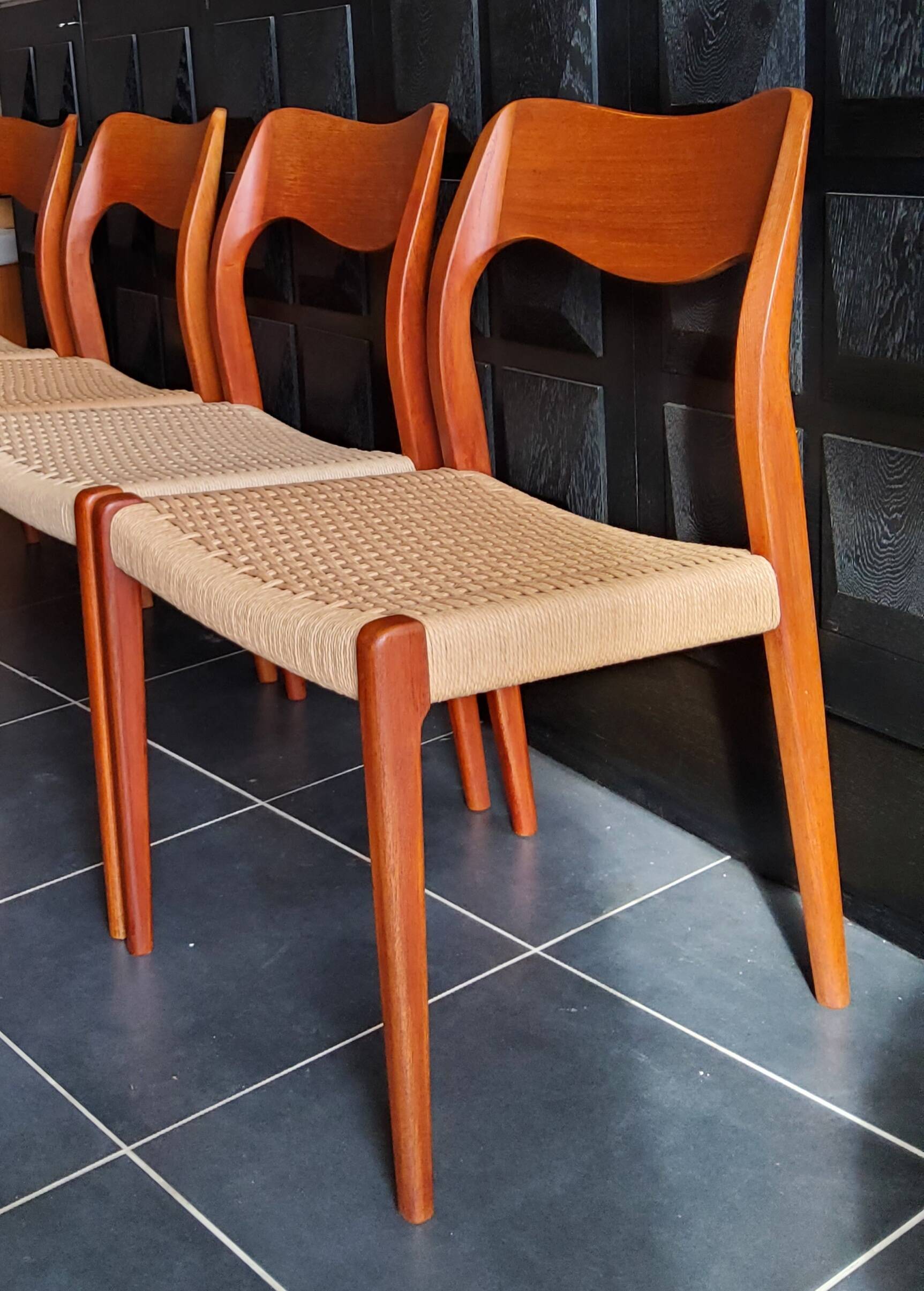 4 Niels Otto Møller model 71 chairs, Denmark 1950