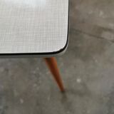 Vintage table in formica and wood, compass leg