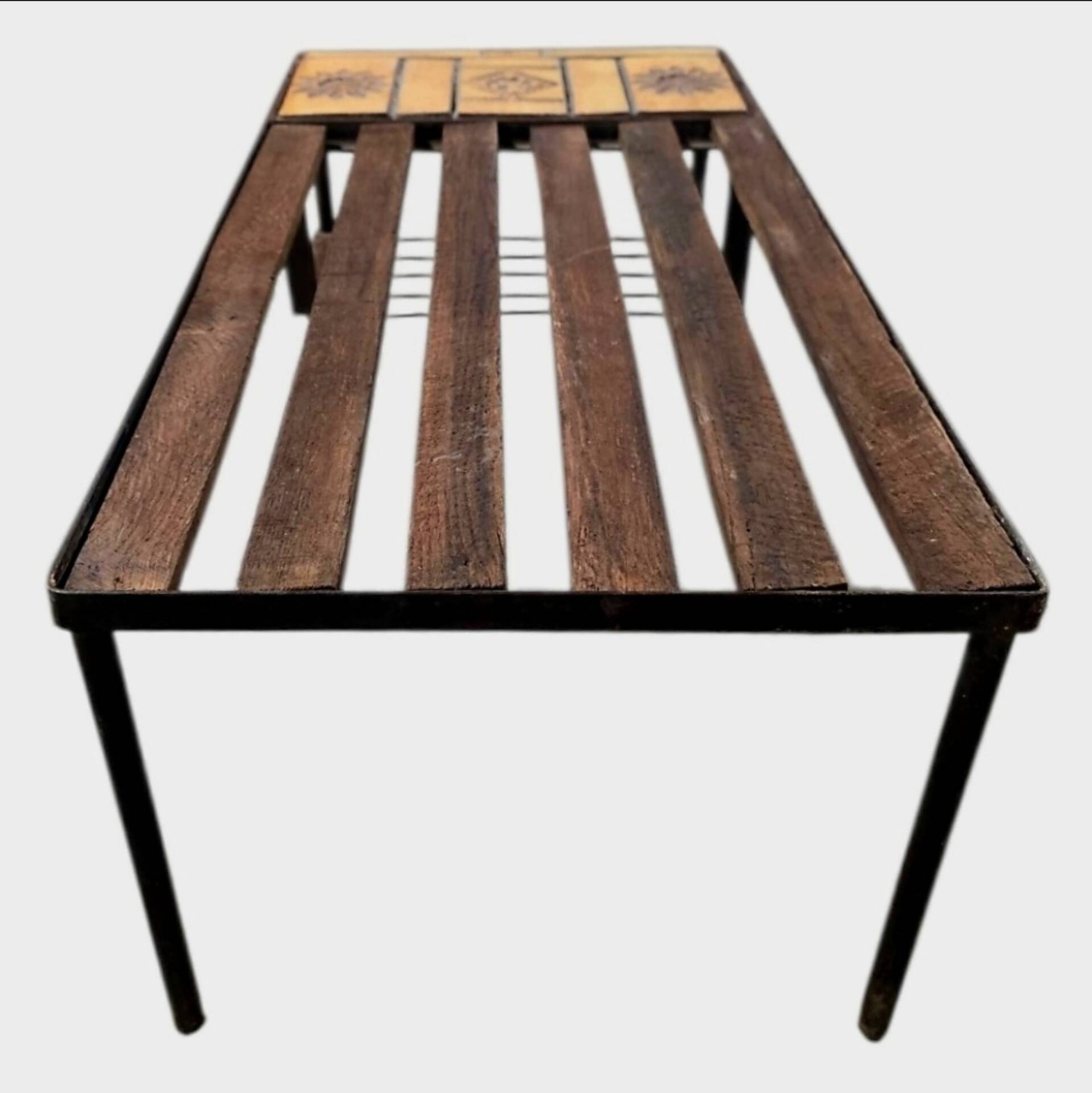 Table basse Roger Capron en céramique et bois – Circa 1960