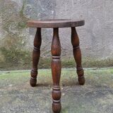 Turned wooden tripod stool