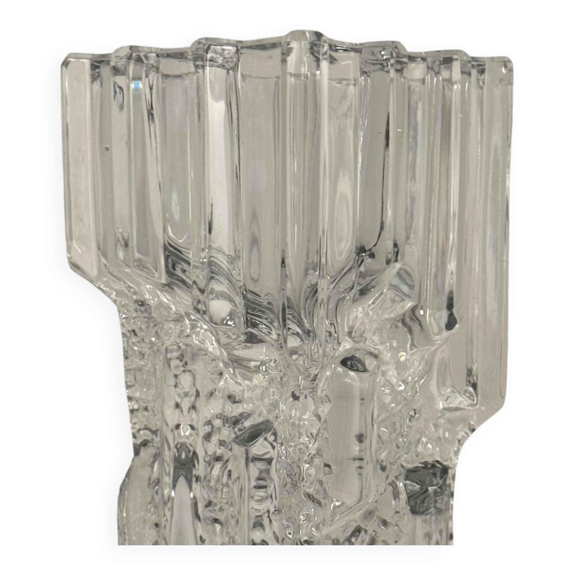 Big collectible vase with ice cube effect in glass from Limburg 1970