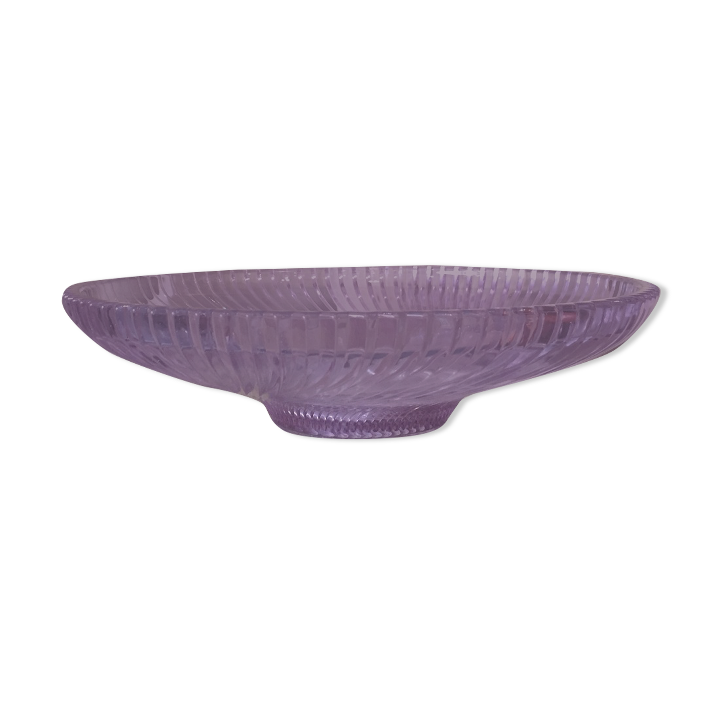 Twisted glass fruit cup of purplish pink color