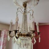 6-light hot air balloon chandelier with crystal pendants, late 19th century