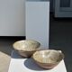 Duo of ceramic bowls interior glazed exterior matt raw earth