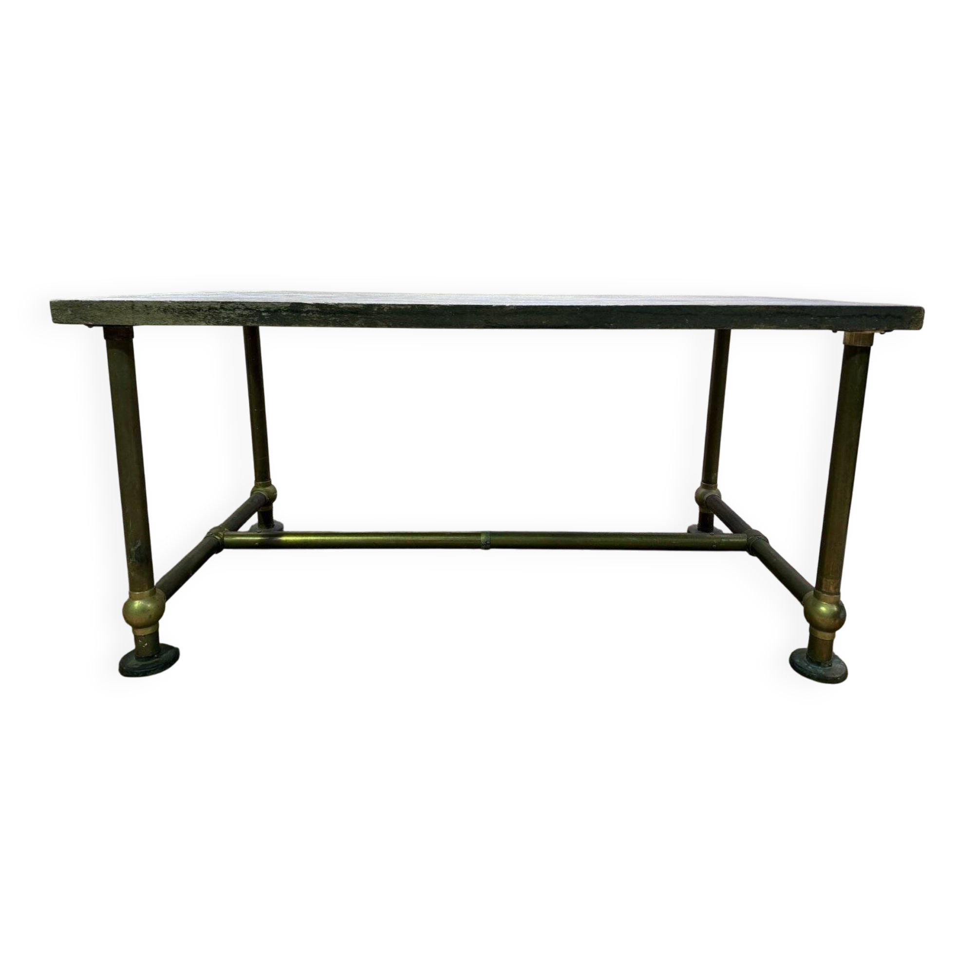 Workshop table in Oak and Brass