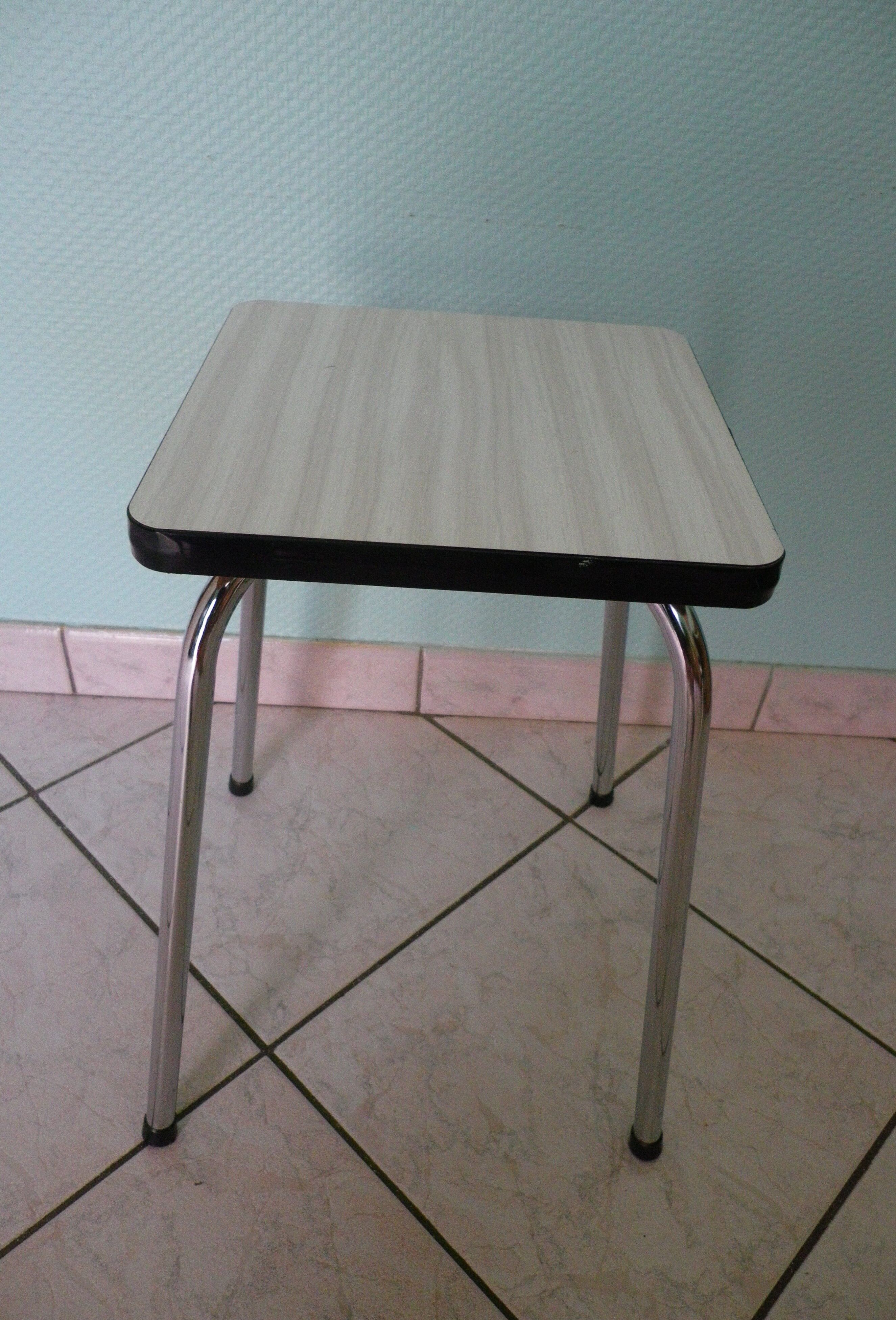 White formica stool with gray zebras from the 60s