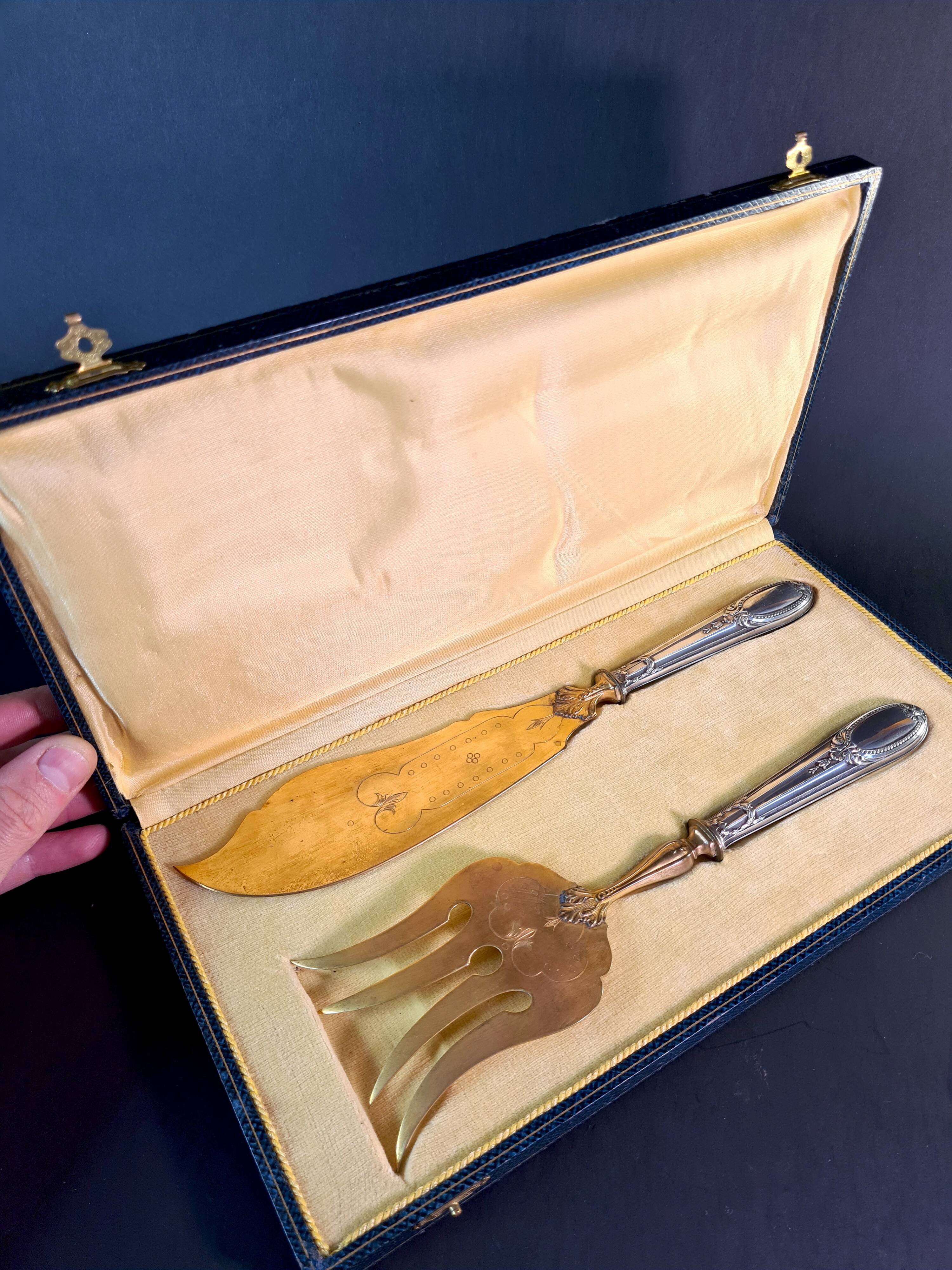 Elegant vermeil and silver-plated fish service - Louis XVI style