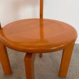Set of 3 solid beech wood chairs, vintage 70s design