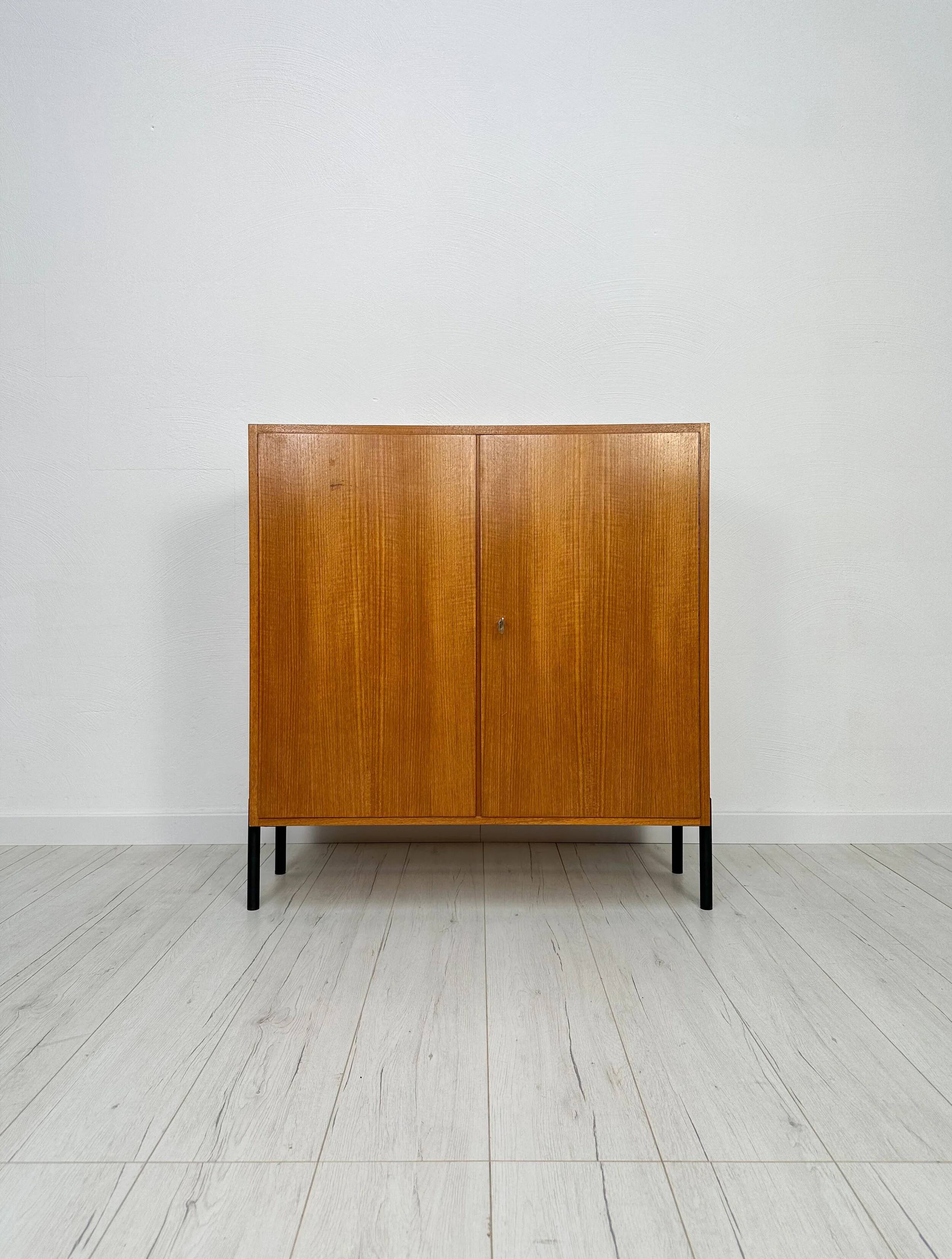 1960s Small Vintage Teak Dresser with Metal Legs